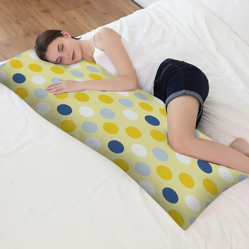 50.8x137.16 cm Full Body Support Pillow for Side Sleepers - Breathable Retro Geometric Polka Dot Pattern, Double-Sided Zipper Cl