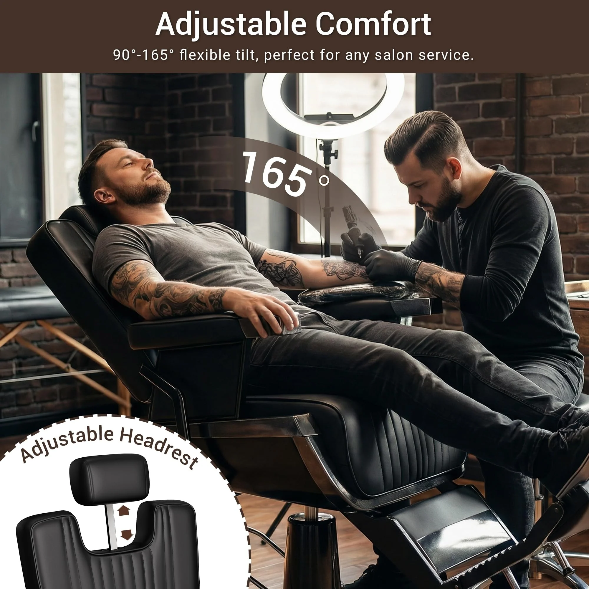 Luxury Full Retro Black Hair Reclining Hairdressing Styling Hydraulic Pump Rotation Salon Shaving Barber Chair
