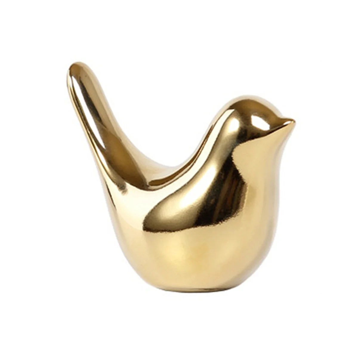 ABJZ 2 قطعة الذهب الذهبي السيراميك الطيور التماثيل الحديثة السيراميك الطيور التماثيل الحيوان النحت ديكور المنزل الحرف