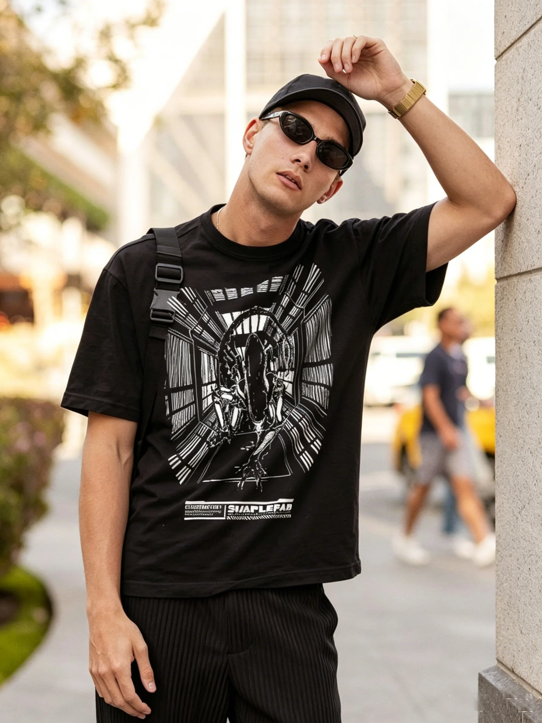 Sci-Fi Alien Spaceship Invasion T-Shirt Short Sleeve Cotton Youth Fashion Iron Blooded Warrior Dark Horror Alien Monster Design