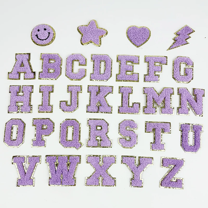 5.5cm Self-adhesive DIY Alphabet Stickers Chenille Patches Glitter Embroidered letter Patch English Letter For Bag Clothing Hat