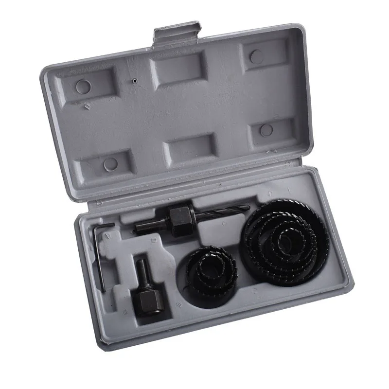 Zexef 11 peças kit de serra de buraco durável aço carbono círculo de metal cortador de furo para madeira pvc e plástico 19mm-64mm