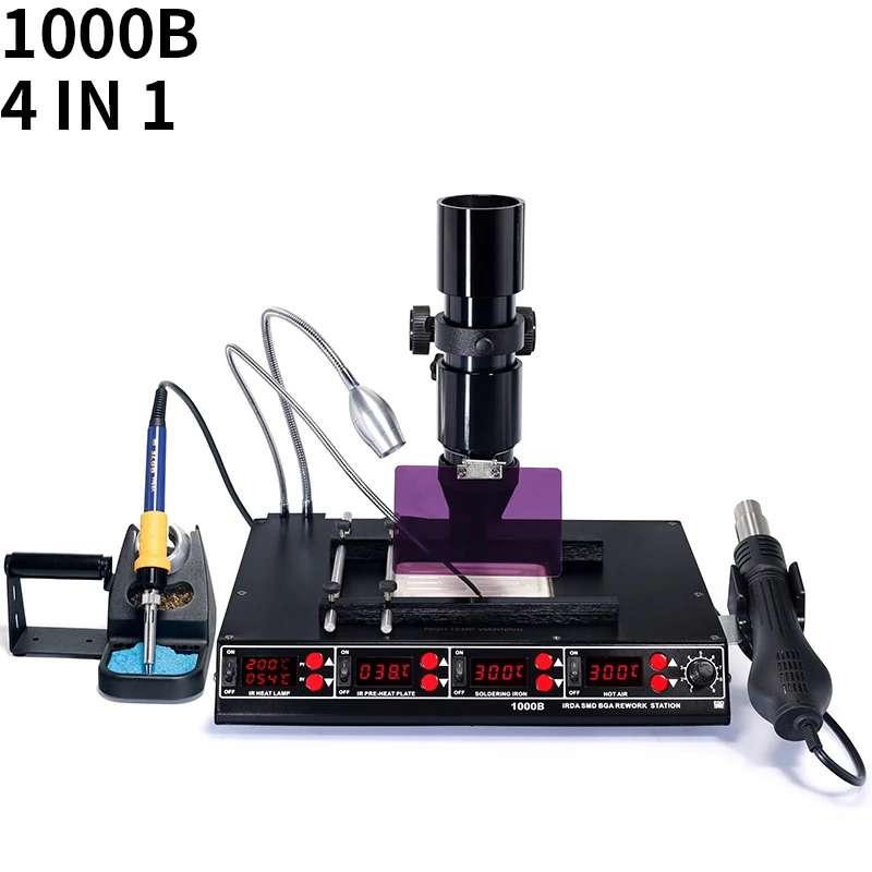 1000B/1000A Infrared Multifunctional Desoldering Station Hot Air Gun Soldering Iron BGA Rework Station Repair Preheating Station