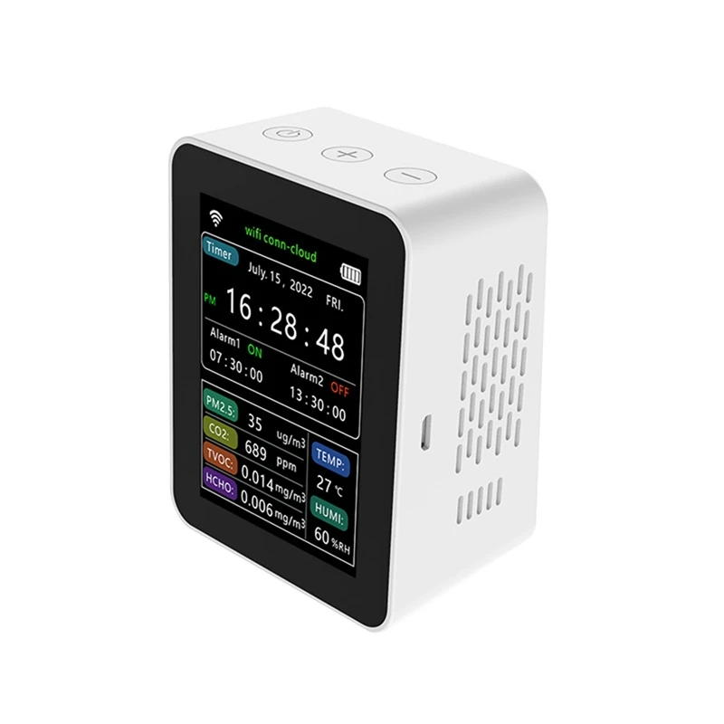 

WIFI Tuya Smart CO2 Sensor HCHO TVOC CO2 TEMP HUMI Детектор ЖК-дисплей Smart Life APP Белый