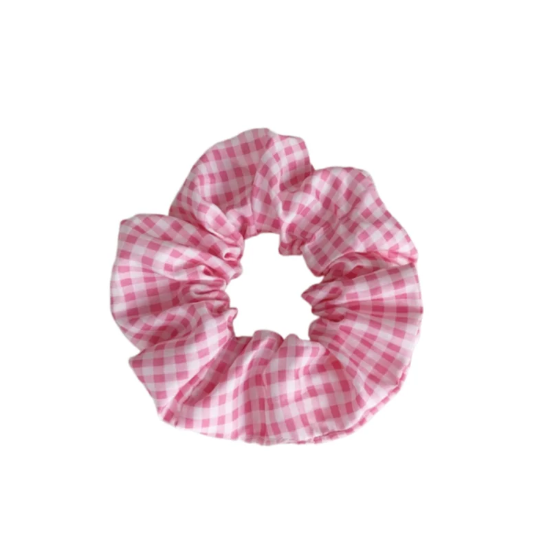 10-Piece Set of Scrunchies with Random Designs, Featuring Pink Polka Dots, Plaid, and Floral Elements. a Set of 5 Scrunchies for Bun Hairstyles, Cute and Simple Hair Ties for Women, Ins-Style Hair Accessories