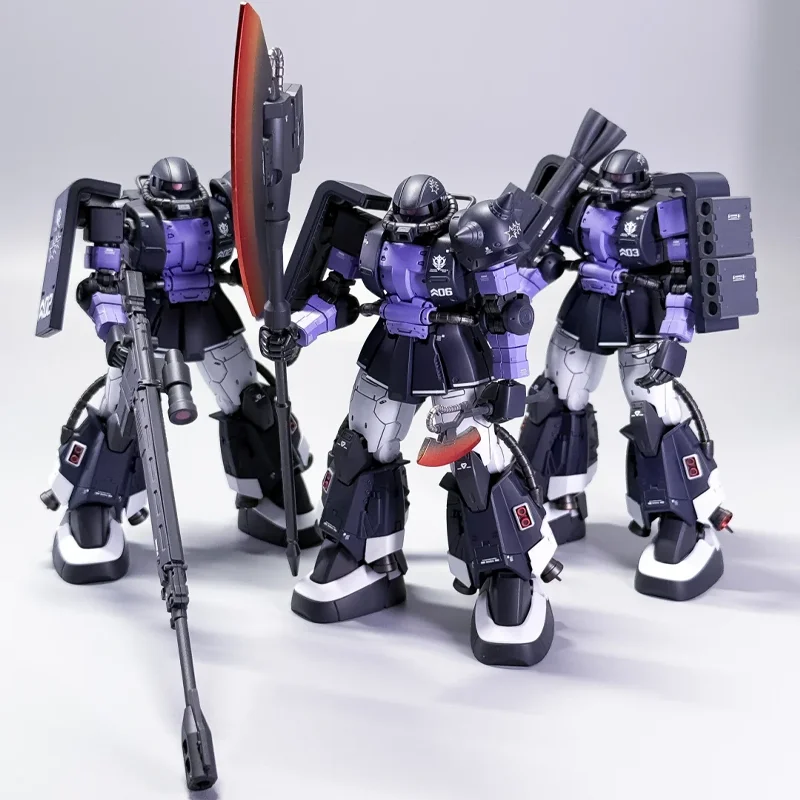 GTO HG 1/144 Black Tri-Stars Zaku Mech Bausatz Actionfigur Jungen-Puzzle-Spielzeug Desktop-Ornament Sammlerstück Geschenk