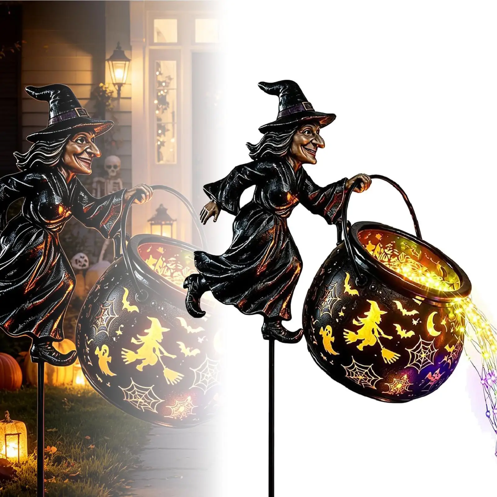 Halloween Table Lamp Gothic Waterfall Lighting Battery String Lantern Halloween Decor for Christmas Fall Night Reading Party