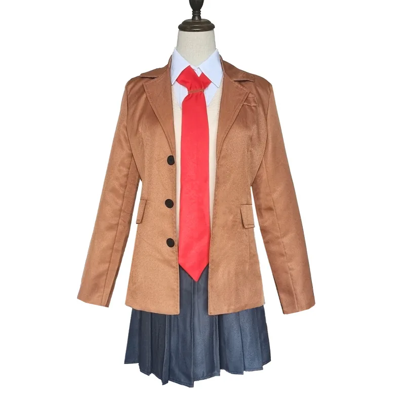 

Sakurajima Mai Cosplay Costume School Uniforms Seishun Buta Yarou wa High School Girls Brown Party Suits