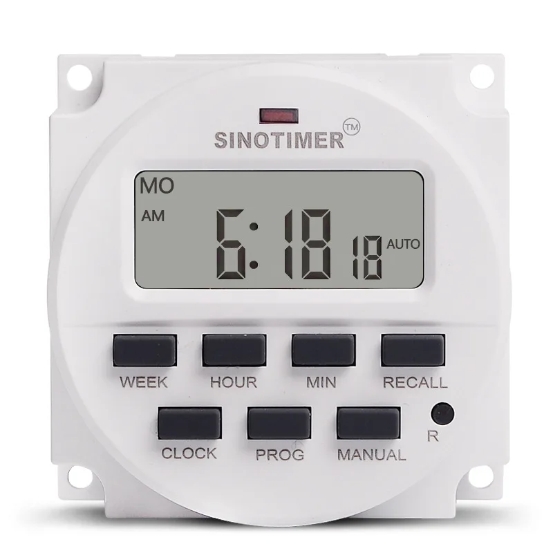 SINOTIMER 15.98 Inch LCD Digital Timer 12V DC 7 Days Programmable Time Switch TM618N-4