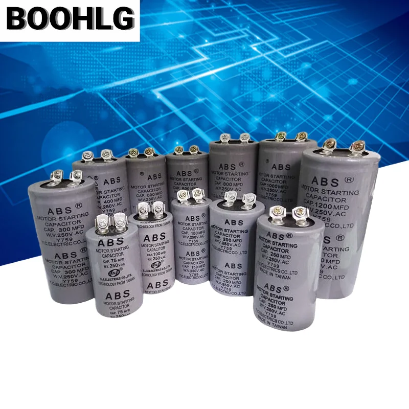 CD60 ABS Motor Starting Capacitor 250V 75UF 100UF 150UF 200UF 300UF 400UF 600UF 800UF 1000UF 1200UF Screw with Terminal MFD