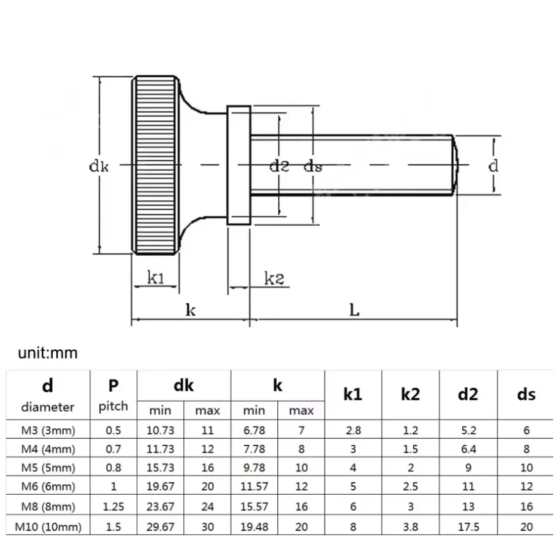 Knurl ارتفاع خطوة رئيس اليد تشديد الإبهام المسمار M3 M4 M5 M6 M8 M10 DIN464 GB834 الستار جدار قفل زجاجي Thumbscrew ضبط #6