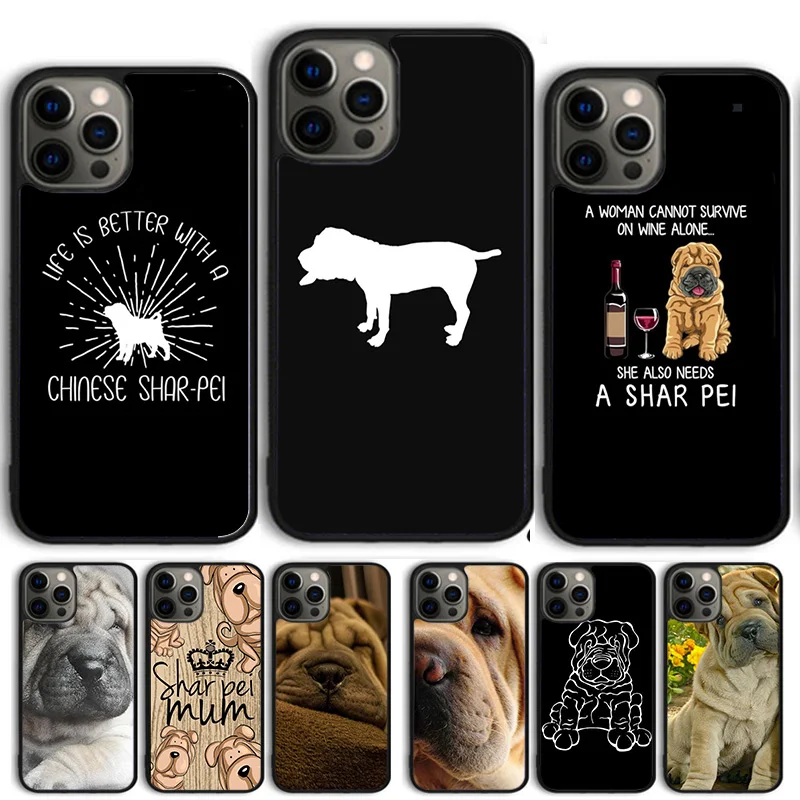 Canvas Art Shar Pei mum Best Guard Dogs Phone Case Cover For iPhone 15 16 14 13 12 Pro Max mini 11 Pro Max XS XR Plus