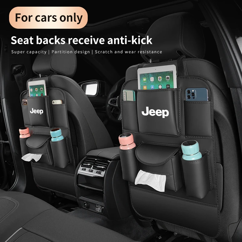 

For Jeep Cherokee Compass Patriot Renegade Trail-Hawk Wrangler JK TJ SRT Car 4 Colors Organizer Back Storage Bag Anti-kick Pad