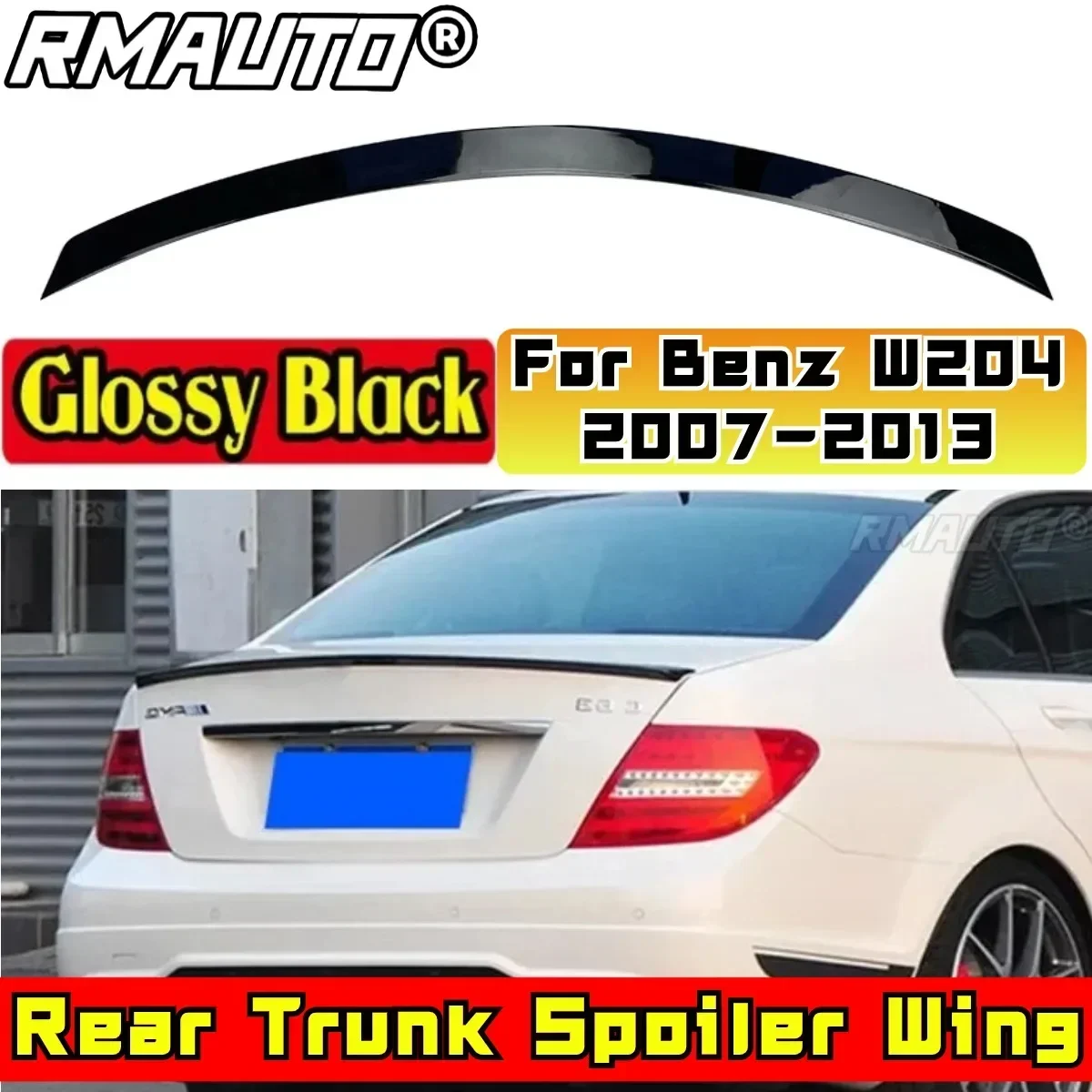 For Mercedes Benz W204 2007-2013 C-class C180 C200L C63 Rear Spoiler Wing Exterior Part Car Rear Trunk Spoiler Car Accessories