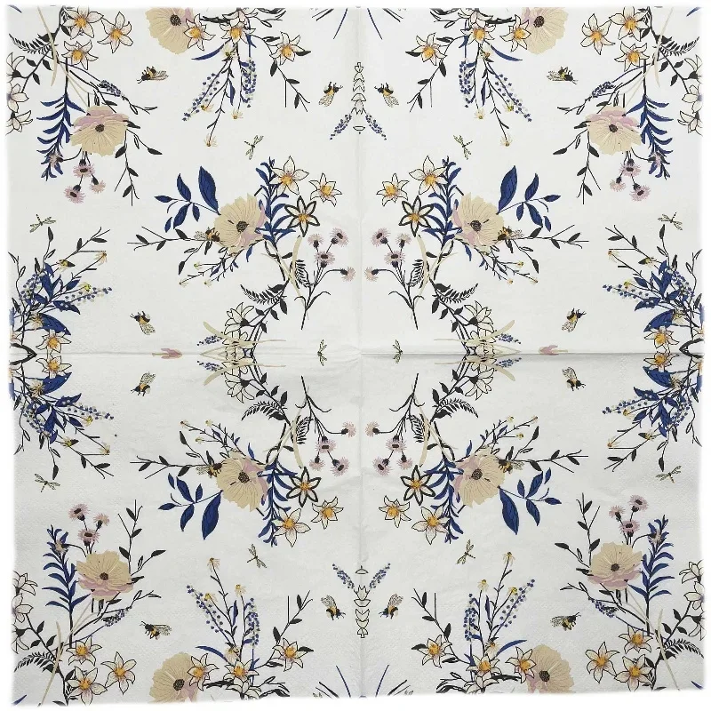10/20pcs 33cm 2Layer Full Color Flower Napkins Fresh Flower Style Decorative Paper Towels Restaurant Paper DIY Decoupage Paper