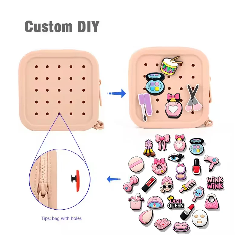 5-25PCS Beauty Shoe Charms Pink Makeup PVC Shoe Decorations, Cute Cosmetic Clog Charms for Women Girls DIY Shoe Accessories Gift