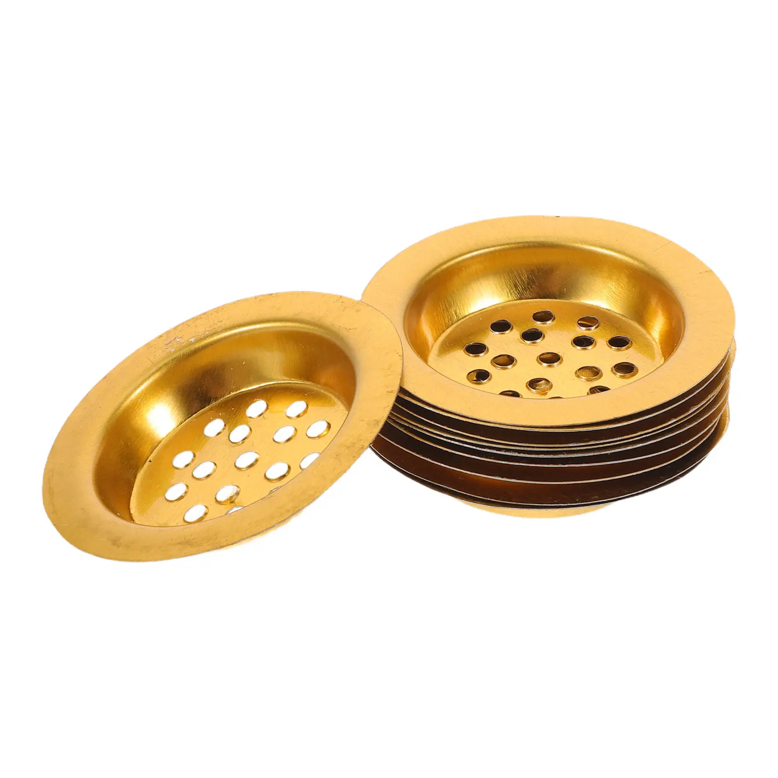 

10Pcs Incense Accessories Gold Tone Perforated Censer Cup Insert Charcoal Screen Plate Resin Oud Bakhoor Burner Tray Resin