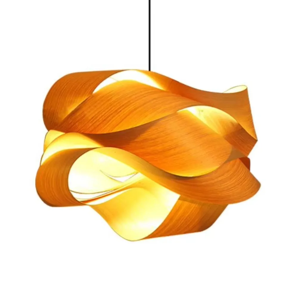 

JOYINLED Dia.45/60cm E27 Japanese Style Handmade Pendant Light Wooden Decor Indoor Modern Lamp for Restaurant Living Room Office