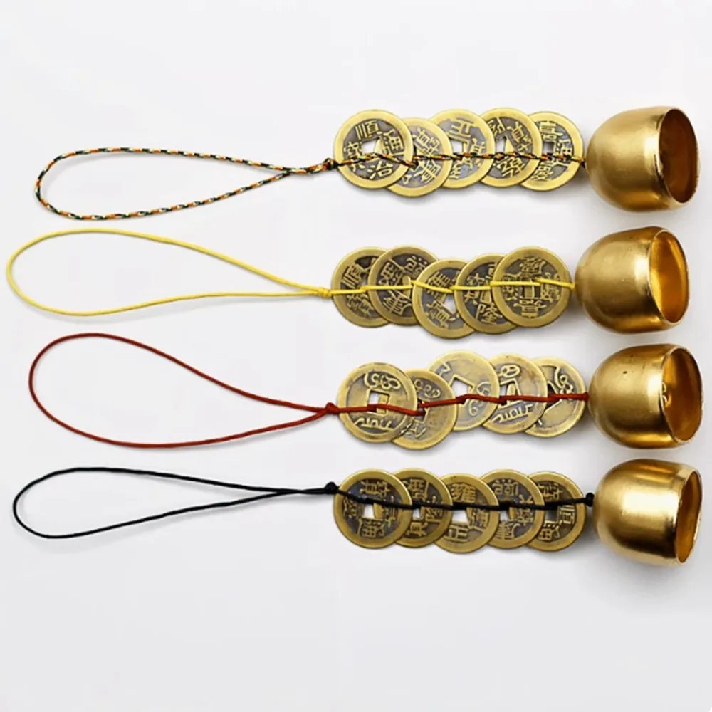 Лидер продаж, 1 шт., нежное медное кольцо фэншуй на удачу, колокольчики, веревка Vajra, подвесная веревка для дома/офиса/автомобиля/магазина, украшение колокольчиков
