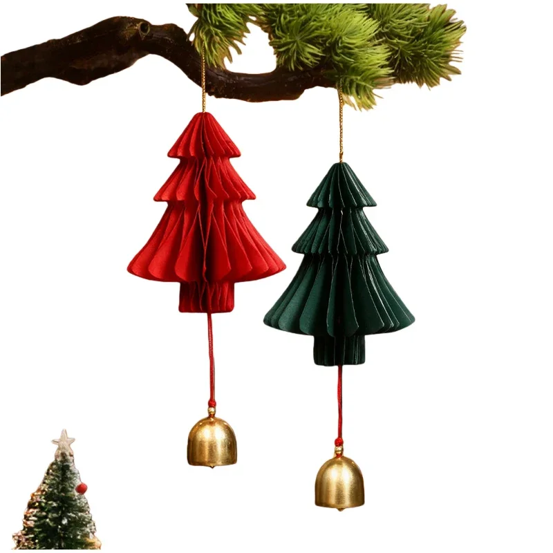 2/6 stücke Weihnachten Baum Waben Papier Glocke Tür Anhänger Festliche Atmosphäre Dekoration Weihnachten Ornamente Für Zuhause – Detail 5