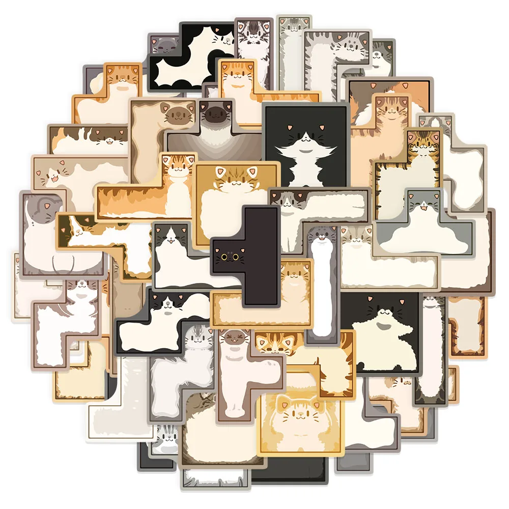 50PCS Cat Edition Square Grid Fun Graffiti Animal Creative Stickers Manual Clip Thin Water Cup Computer Skateboard Stickers