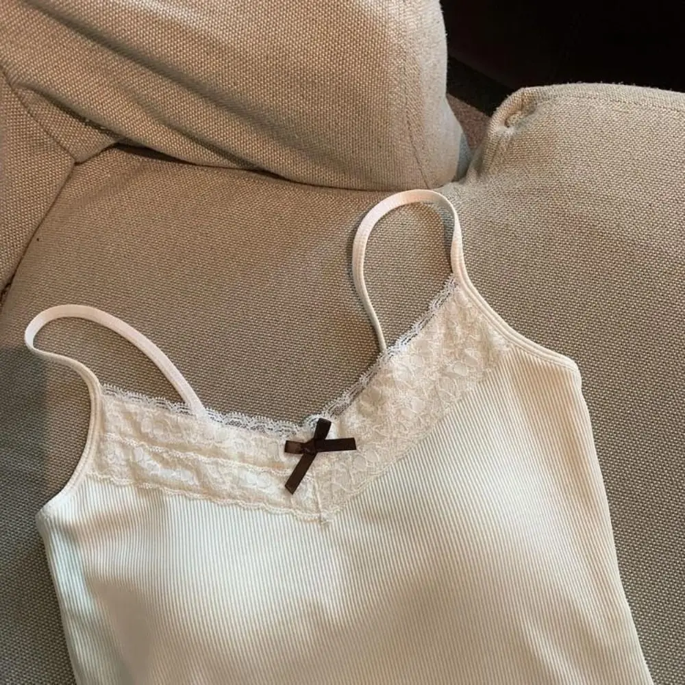 Sweet Sleeveless Suspender Vest Underwear Slim Fitted Tops With Padded Cups Vest Corset Daily Use