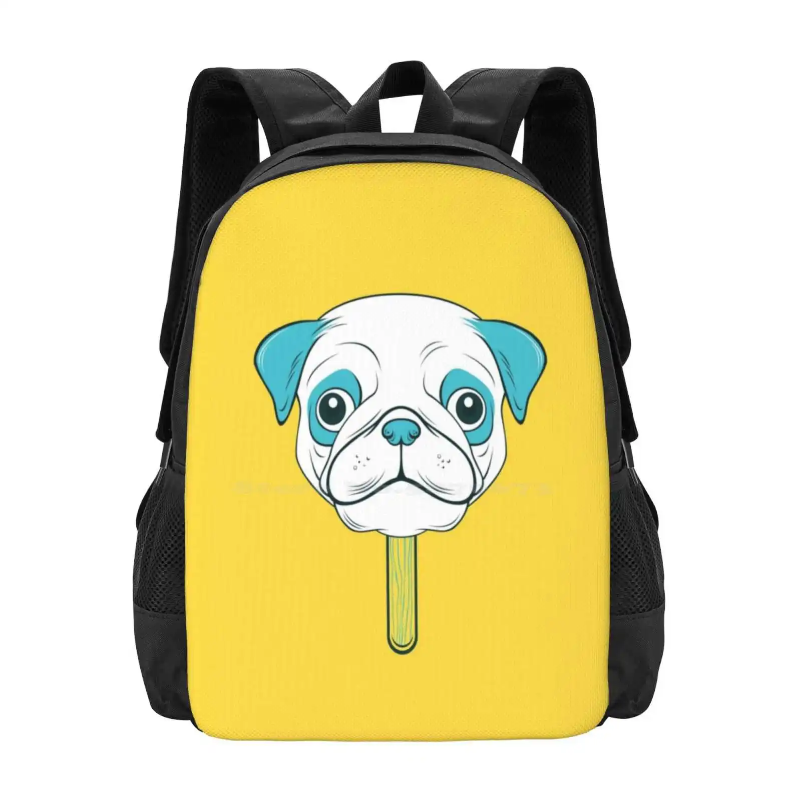 Mochila para estudante universitário adolescente, sacos de design padrão, coisas estranhas fofas Art Vector, Design gráfico, Pugs Design, estudante universitário