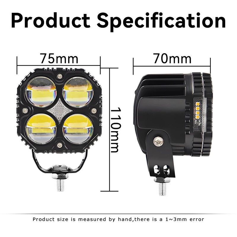 3 Inch 120W Motorcycle LED Spotlight With Amber Turn Signals Lamp High Low Flashing Light Auxiliary Headlight Fog Light 2