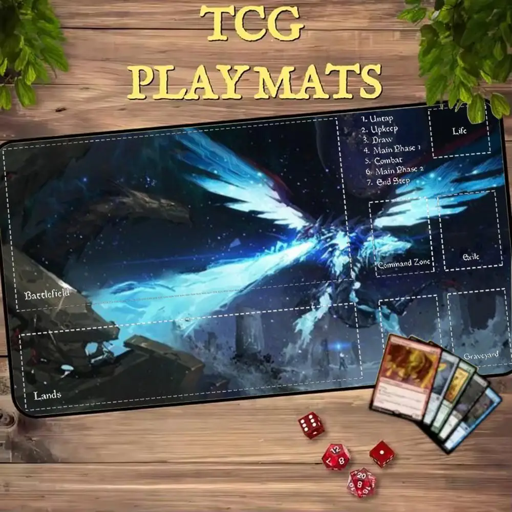 Space Sci-Fi Mecha Dragon Interstellar Clash Fantasy TCG Playmat 35X60CM MTG Trading Card Mat Non-Slip Stitched Large Desk Pad