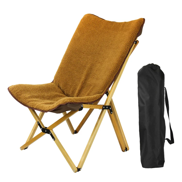 

Outdoor Lightweight Folding Picnic Beech Wood Frame Canvas Lawn Padded Camping Wood Chair