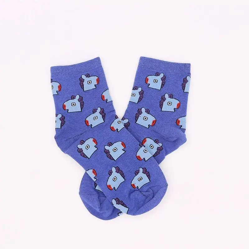 Korean Hot Selling BT21 Celebrity Merchandise Cute Cartoon Socks Pure Cotton Sports Long Socks Absorb Sweat and Prevent Odor