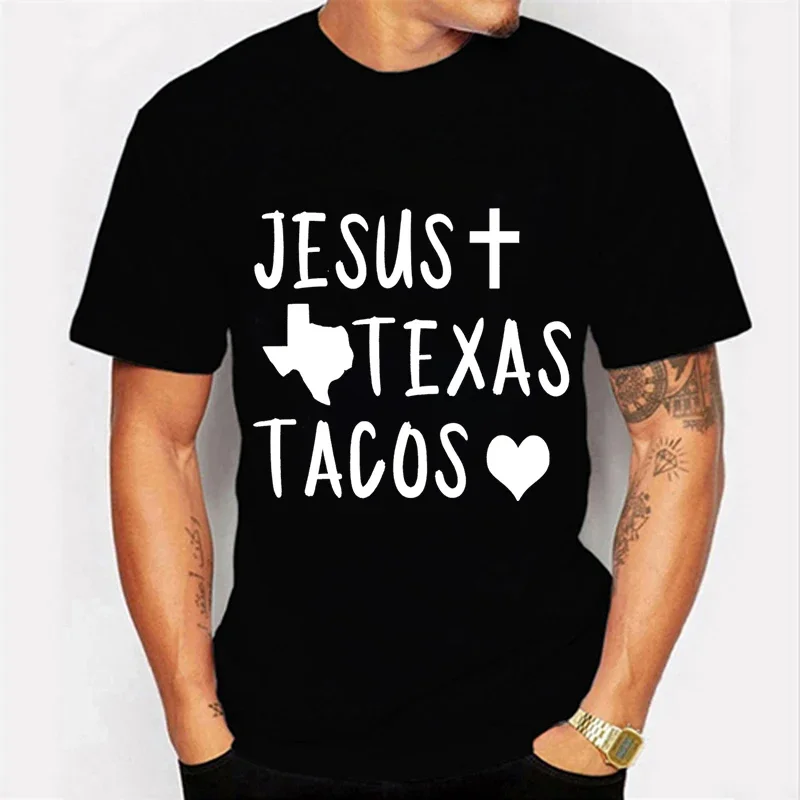 yaz İsa Texas Tacos baskı T Shirt İsa tasarım sokak tişörtleri kısa kollu üst Tee erkek Tee gömlek giyim Erkekler t-shirt