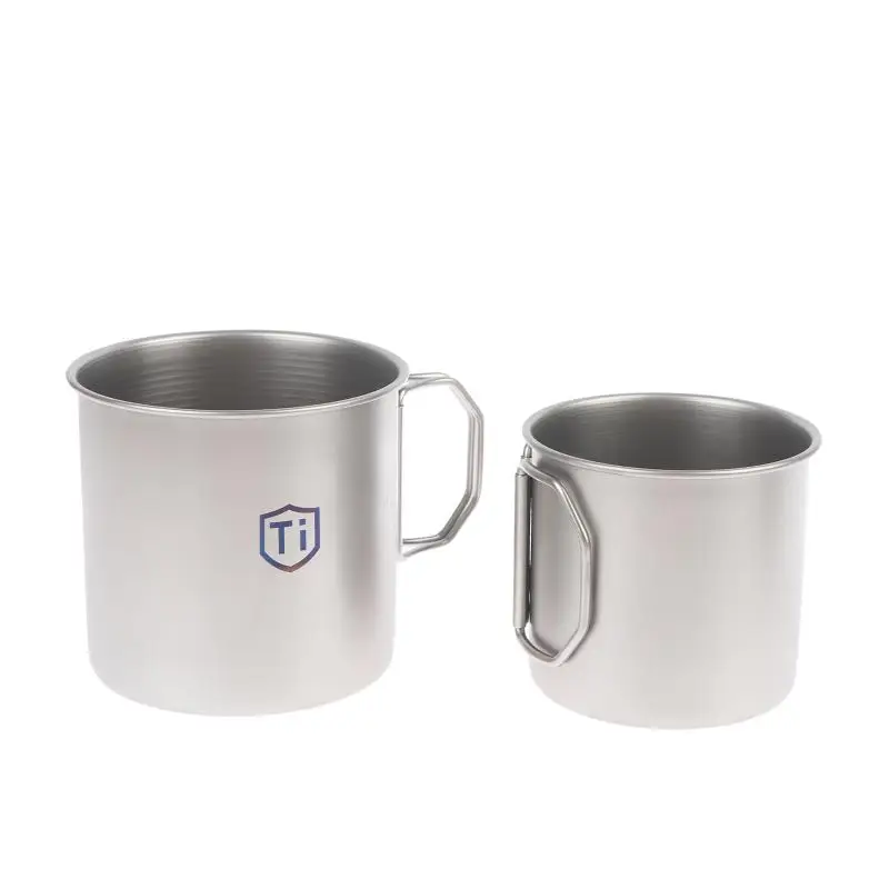 Titanium Steel Coffee Cup Foldable Handle Portable Mug for Outdoor Camping