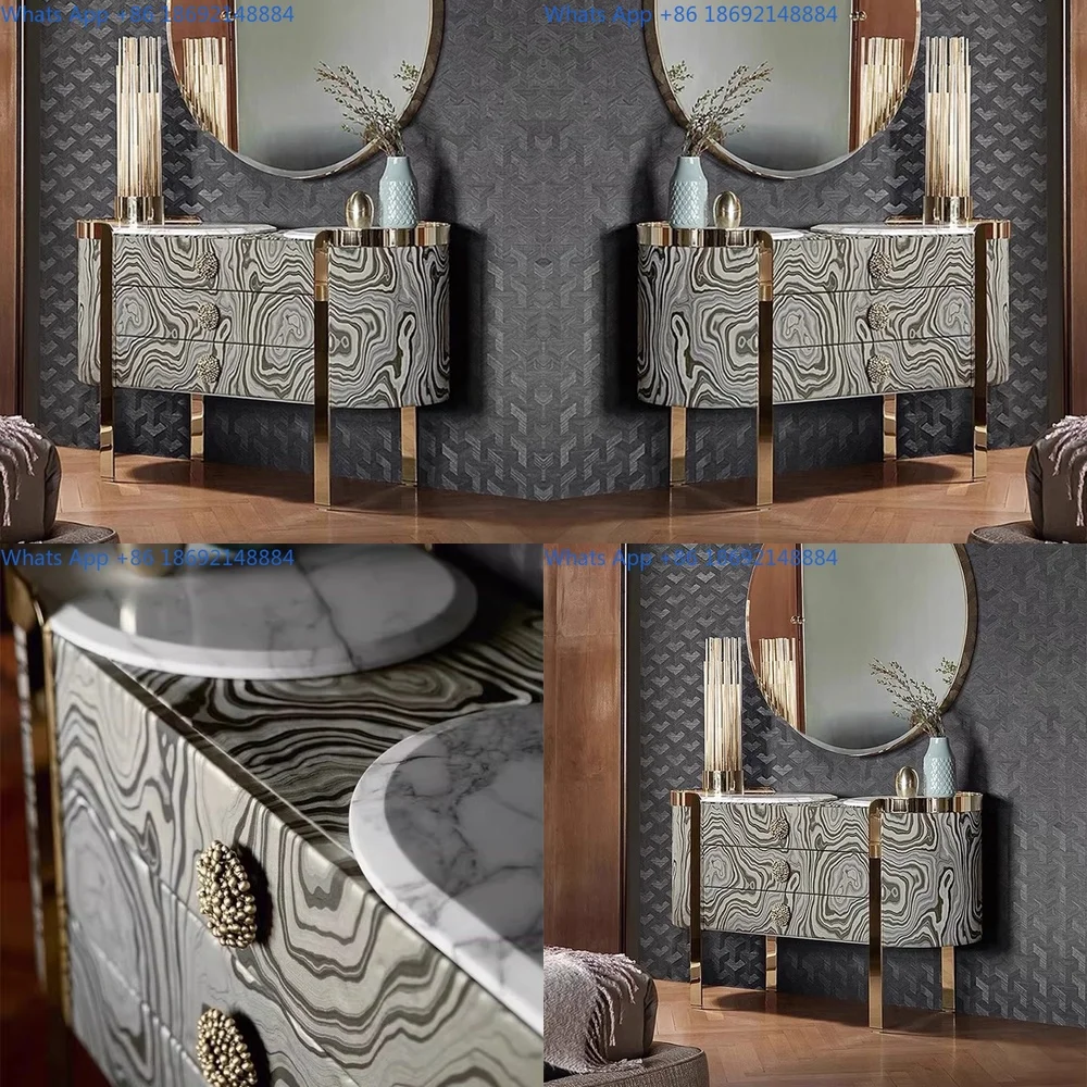Italian style luxury painted solid wood console cabinet for hallway bedroom dining storage