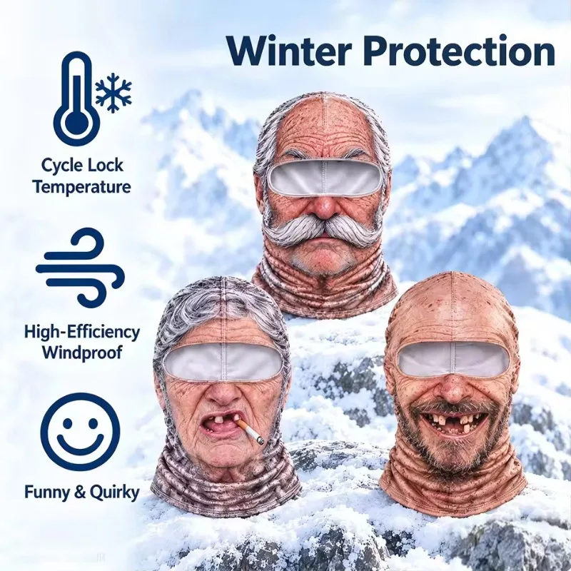 Funny Realistic Face Balaclava Winter Thermal Ski Mask Windproof Full Face Headgear for Motorcycle Halloween Cosplay Party Hot