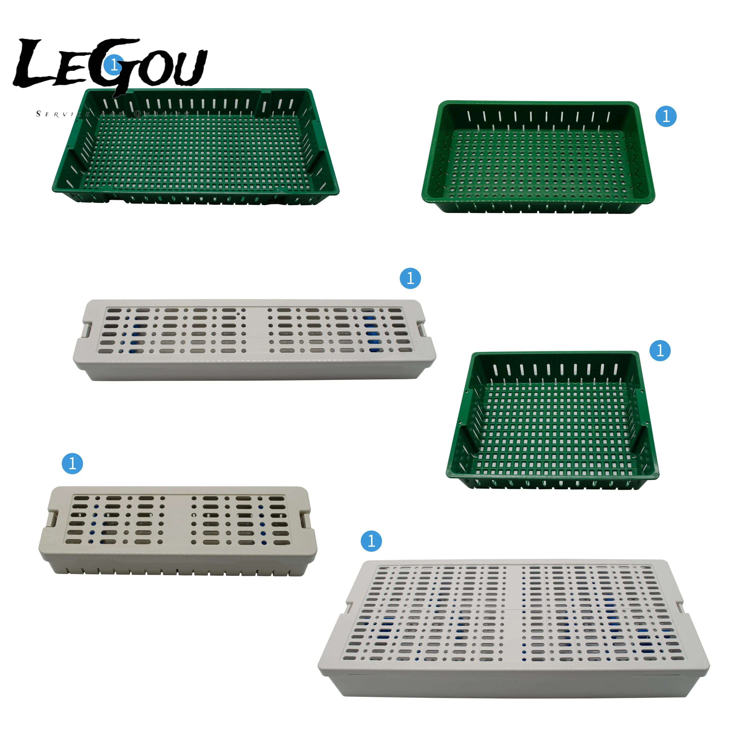LeGou Professional Green Silicone Hospital Furniture Tray 300mm*250mm*70mm Reusable ISO9001 Certified  Basket