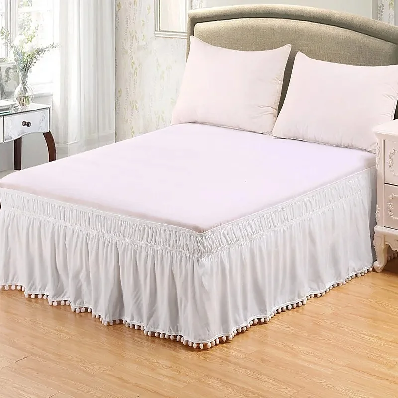 Elastic Bed Skirt Solid Color Anti Slip Easy Change Soft Skin Friendly European Style