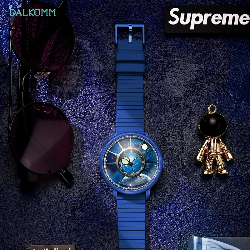 2024 DALKOMM New Mechanical Wristwatch Curved Sapphire Mirror Seiko NH35 Movement 100M Waterproof Fluorine Rubber Strap Watches