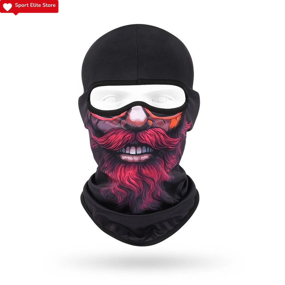 New Breathable Full Face Scarf Sun protection Printed Head Cover Cap Beard Pattern Unisex Neck Head Cover Cycling