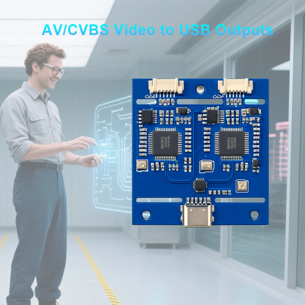 بطاقة التقاط CVBS/AV إلى USB 2.0 ثنائية القناة، بطاقة التقاط فيديو USB 1080P UVC توصيل وتشغيل محرك مجاني لنظام Android Windows