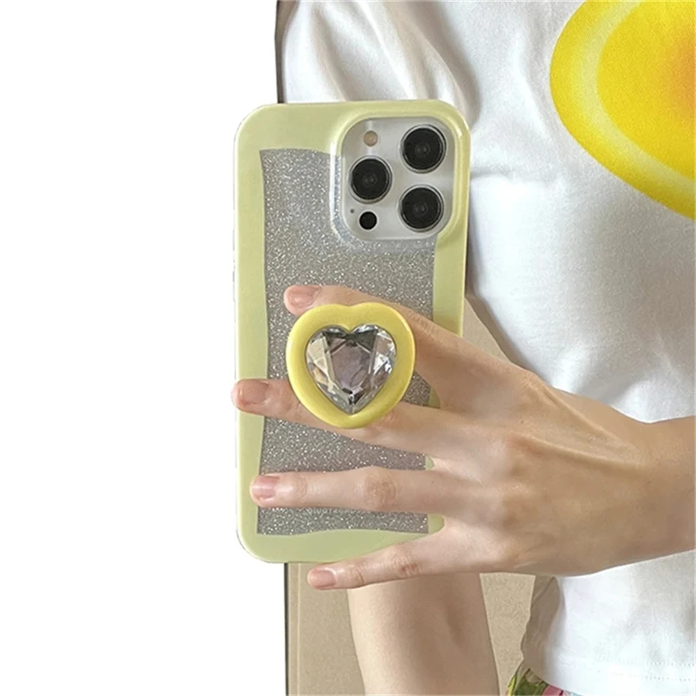 Coreano 3D Love Heart Diamond staffa Griptok Grip Tok accessori adorabili per iPhone Samsung Luxury Korea strass Holder Ring