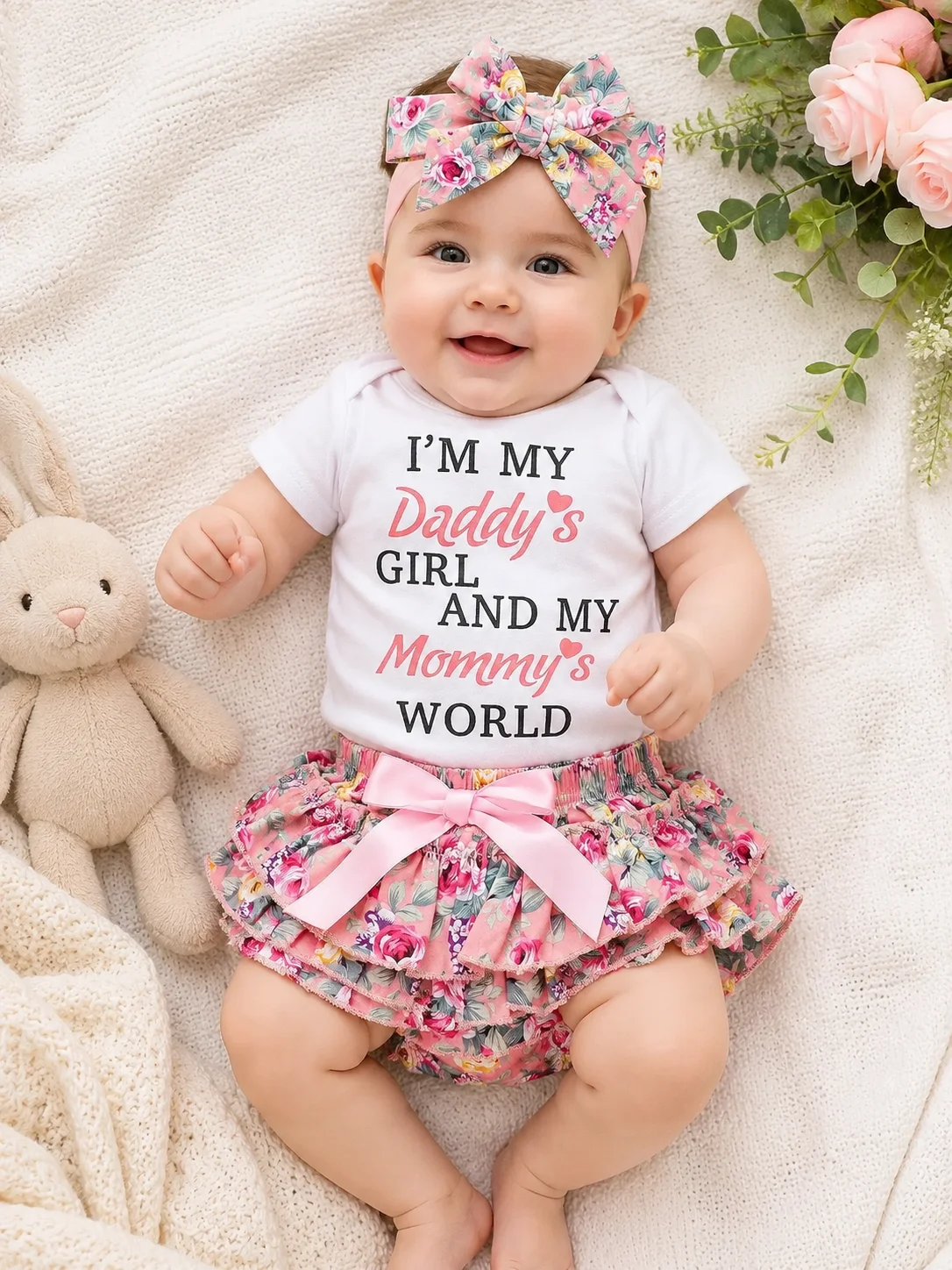Tenues d'été pour bébés filles, hauts à manches courtes, short Tutu, bandeau, 3 pièces, tenues pour enfants en bas âge