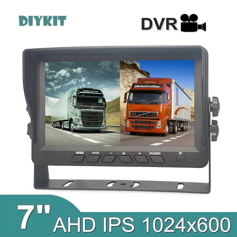 

DIYKIT 7-дюймовый AHD IPS 2CH автомобильный монитор заднего вида Поддержка 720P 1080P AHD CVBS камера видеозаписи Diaplay 2 камеры изображение