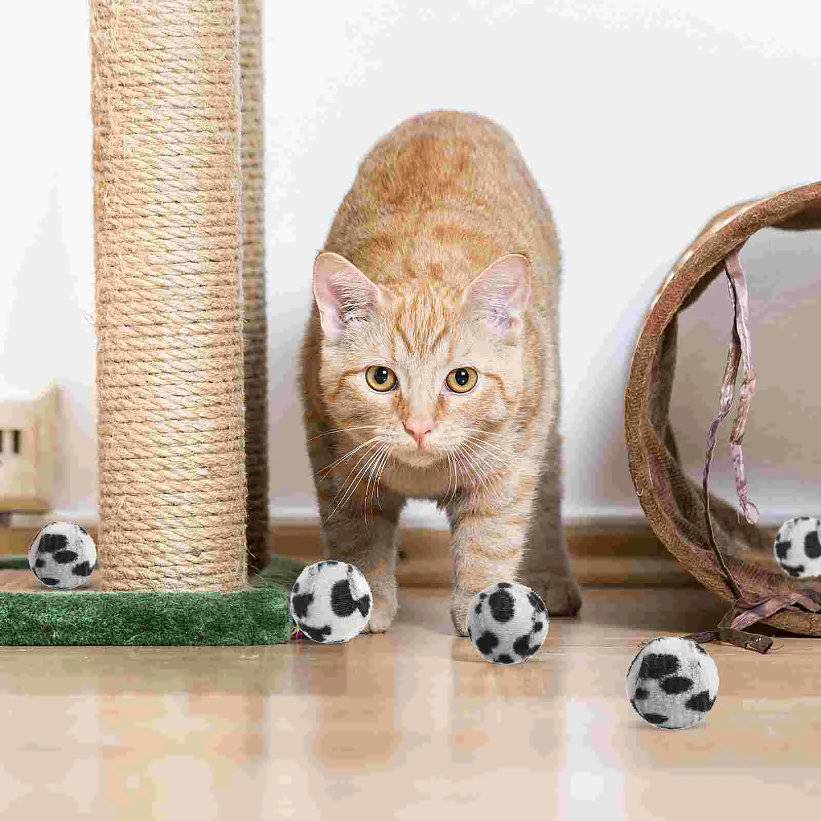 5pcs Animal Wrapped Tennis Balls Funny Pet Cat Kitten Toy Balls Playthings Leopard Ball Cat Toys