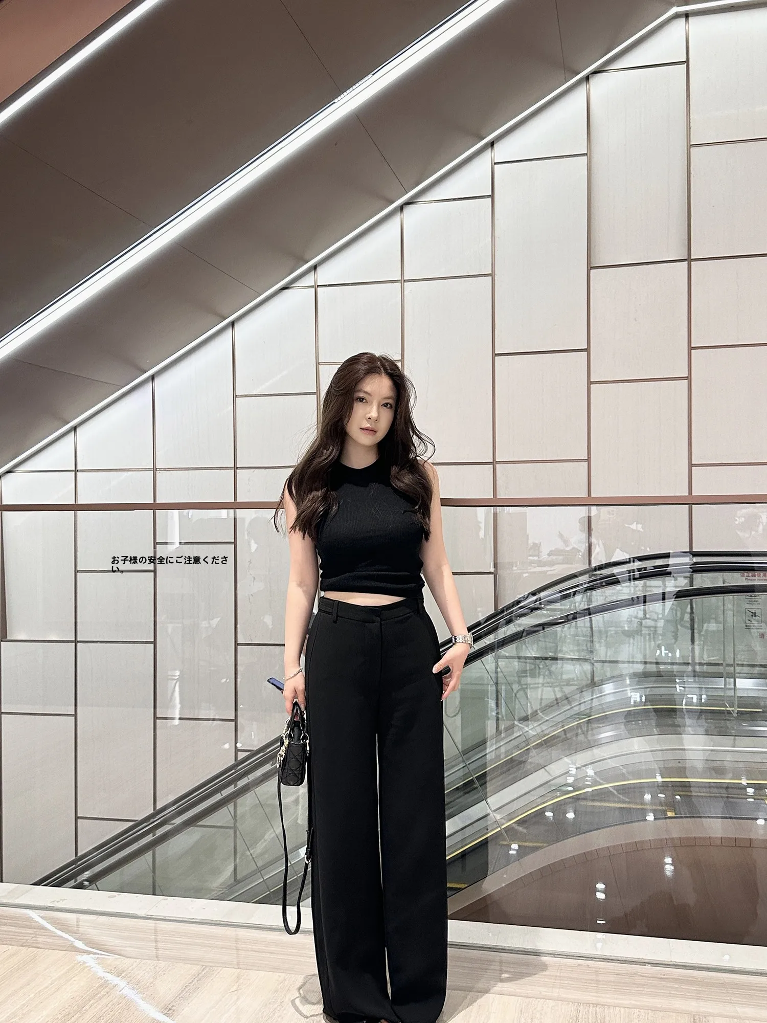 

Rouqiu Black Acetate Suit Pants Casual Commute Fashionable Small Size Leisure Long Trousers High Waist Straight Leg Pants