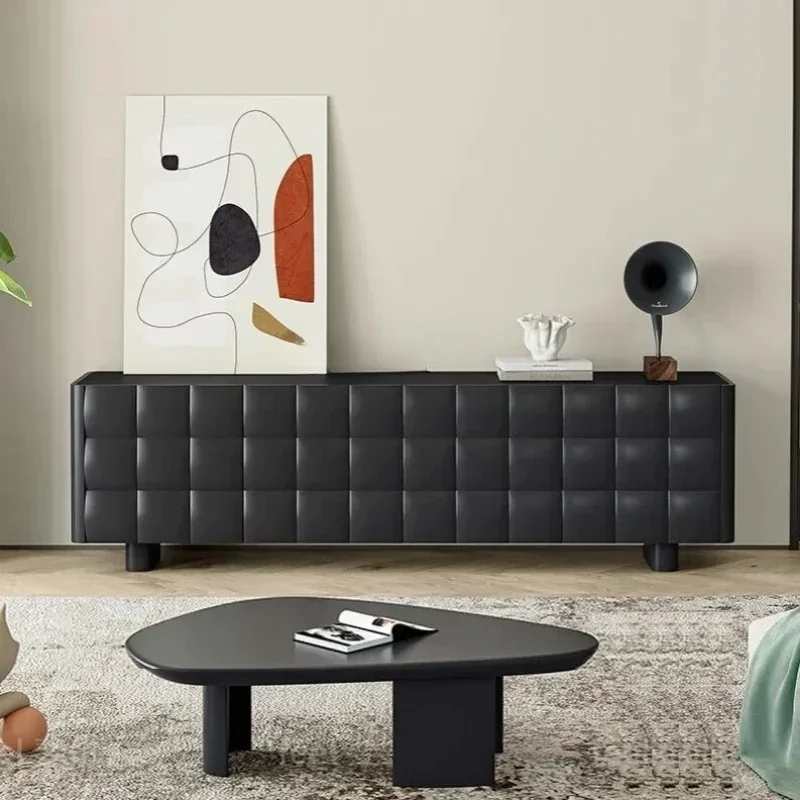 A Nordic TV cabinet black bread square door open matte cabinet living room entry Y96