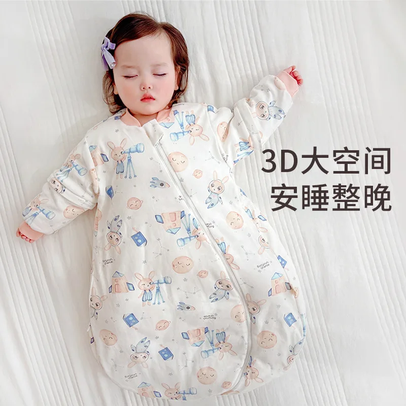 

Children's Sleeping Bag Anti-kick Is Autumn Sandwich Cotton Sleeping Bag Swaddling Sleeping Bag Anti-startle Removable Sleeves