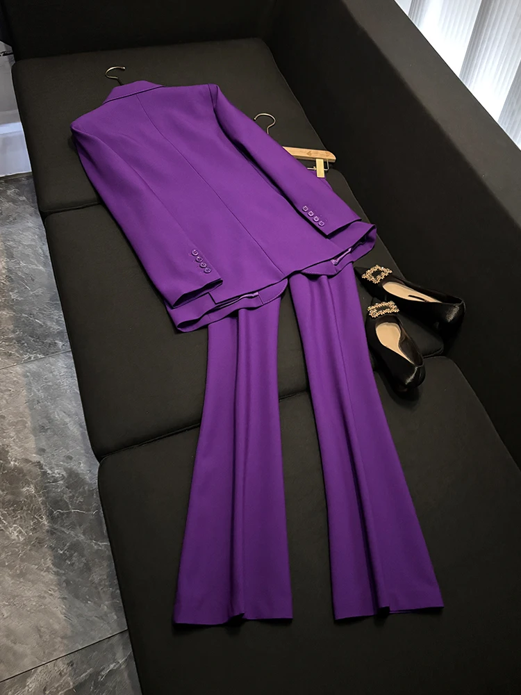 Faionable Lila ausgestelltes Hosenanzug-Set für Damen, Sli, zweiteilig, Ensemble B85, Neuankömmling, Winter 2025, Alter 25–35 Jahre