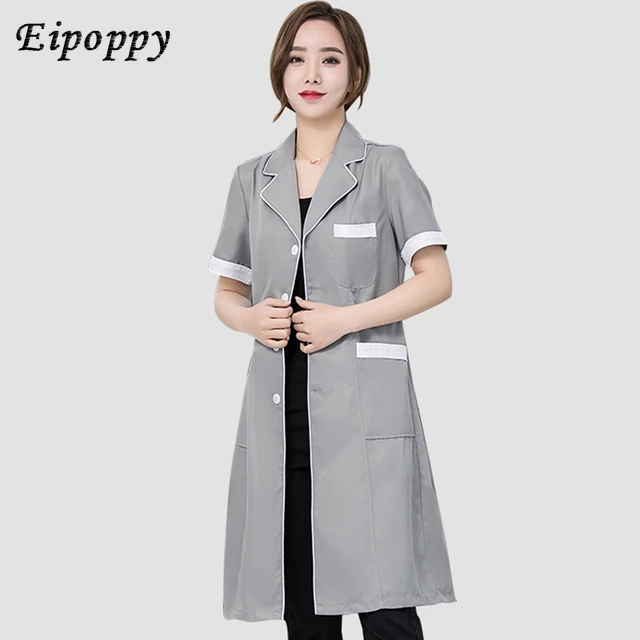 Roupa do trabalho do salão de beleza Uniformes Spa Roupa de trabalho tatuador Casaco de laboratório Roxo Manga Comprida Scrubs Uniforme, Alta Qualidade, Novo Verão