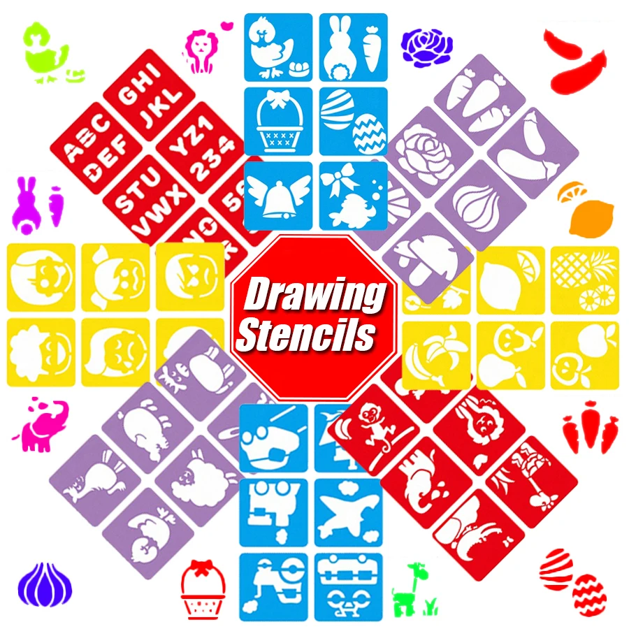 6/12/24pcs Cartoon Drawing Stencils, Easy-to-Use Multipurpose Art Tools for Painting DIY Craft Supplies for Beginners